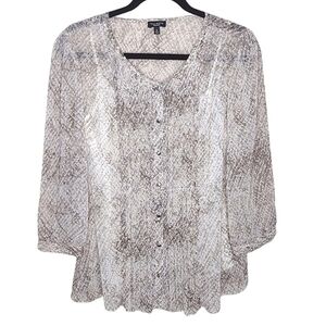 Talbots Snakeskin Print Sheer Blouse With Tank Top Twinset